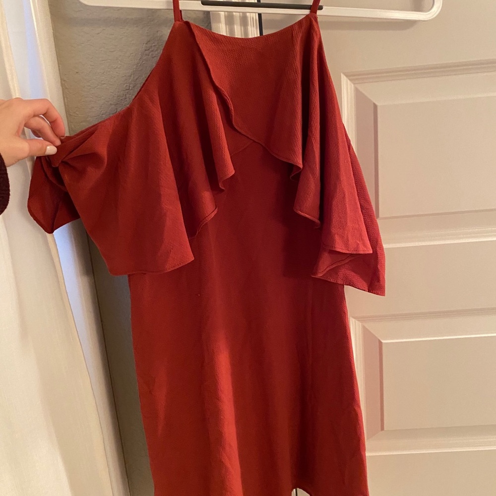 Off the shoulder red dress